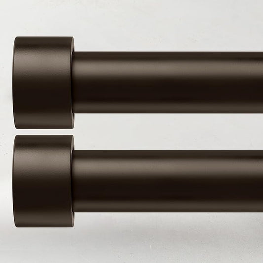 2 Pack Curtain Rods for Windows 72 to 144 Inch, 1 Inch Bronze Curtain Rods Set, Adjustable Heavy Duty Curtain Rod, Outdoor Curtain Rods for Patio Bedroom, Drapery Rods with End Cap, Size 32"- 150"