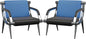 wonline 2Pcs Waiting Room Chair with Armrest PU Leather Office Furniture, Office Guest Seating Lobby Conference Reception Chairs for Airport Clinic Hospital Bank Salon Barber(Blue&Black)