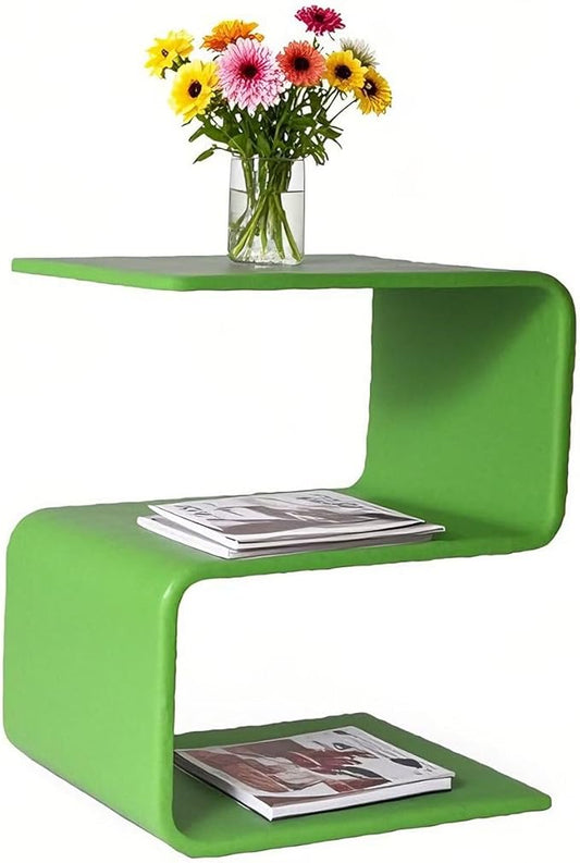 Acrylic Side Table,17.7" H S-Shaped end Table for Living Room,Clear Nightstand,Bedside Table for Bedroom,Used for The Bathroom Storage Table (Apple Green)