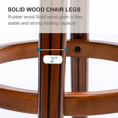 Cow top Leather Wooden Set of 2 Bar Stools, 29.5" Bar Height Bar Chair with Back, 180 Degrees Swivel Barstools Chair for Home Kitchen Counter,Dining Room, Restaurant,Study and Pub