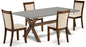 East West Furniture X797MZN32-5 5 Piece Dining Set Includes a Rectangle Dining Room Table with X-Legs and 4 Light Beige Linen Fabric Upholstered Parson Chairs, 40x72 Inch, Multi-Color