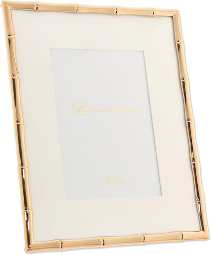Lawrence Frames Bamboo Design Metal Frame, 8x10, Matted 5x7, Gold