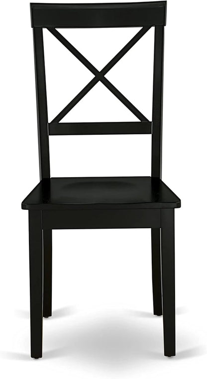 East West Furniture ESBO3-BCH-W 3 Piece Kitchen Table & Chairs Set Contains a Round Dining Room Table with Pedestal and 2 Dining Chairs, 30x30 Inch, Black & Cherry