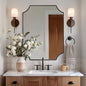ANDY STAR 24x36 Inch Black Mirror, Matte Black Scalloped Wall Mirror, Modern Black Framed Mirror with Sophisticated Scalloped Design, Glass Panel Wall-Mounted Mirror Hangs Vertical or Horizontal