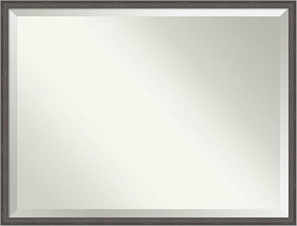 Amanti Art Silver Bathroom Mirror for Over Sink, 32x42 Florence Pewter Rectangle Vanity Mirror, X-Large Casual Frame, Hangs Horizonally and Vertically, Bathroom Wall Decor, Beveled Edge from WI, USA