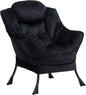HollyHOME Fabric Large Lazy Chair for Living Room Chair Accent Reading Chair Cozy Lounge Chair with Armrest Leisure Sofa Chair for Bedroom, Dorm, Black
