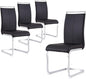 Dining Chairs Set, Kitchen Modern Metal Chairs with Faux Leather Padded Seat High Back and Sturdy Chrome Legs, Chairs for Dining Room (Black, Set of 4)