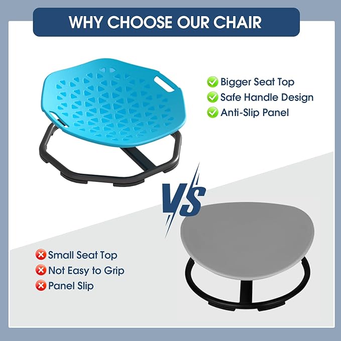 Sensory Spinning Chair for Autistic Kids,Upgraded Swivel Chair for Kids with Handles, Improves Focus and Balance, Ideal for Indoor and Outdoor Play Equipment (Safety Belt Included)