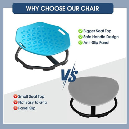 Sensory Spinning Chair for Autistic Kids,Upgraded Swivel Chair for Kids with Handles, Improves Focus and Balance, Ideal for Indoor and Outdoor Play Equipment (Safety Belt Included)