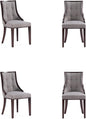 Manhattan Comfort Fifth Avenue Faux Leather Dining Chairs, Parsons Accent Furniture with Padded Wingback Seat, Fine Rectangular Stitching and Solid Beech Wood Frame, Set of 4, Grey