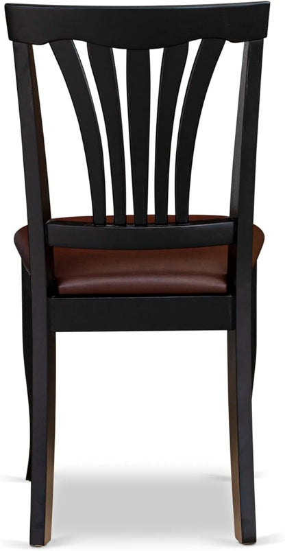 East West Furniture ANAV5-BLK-LC 5 Piece Dinette Set for 4 Includes a Round Kitchen Table with Pedestal and 4 Faux Leather Dining Room Chairs, 36x36 Inch, Black & Cherry
