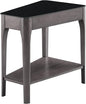 Leick Home Obsidian End Table, Solid Wood, Narrow Wedge Shape, Glass Tabletop, Bottom Display Shelf, Easy Assemlby, Smoke Gray/Black, 24.0 in. L x 17.0 in. W x 24.0 in. H, 11102-GR