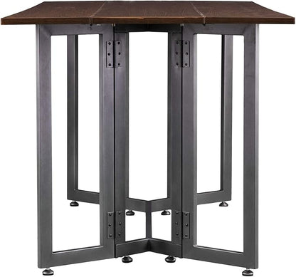 SEI Furniture Driness Drop Leaf Convertible Console to Dining Table, Dark Tobacco, Gunmetal Gray