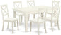 East West Furniture LGBO7-LWH-LC 7 Piece Dining Set Consist of a Rectangle Dining Room Table with Butterfly Leaf and 6 Faux Leather Upholstered Chairs, 42x84 Inch, Linen White