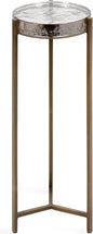 Kate and Laurel Aguilar Modern Drink Table; 9 x 9 x 23; Brass with Clear Glass; Detailed Glass Accent Table for Small Spaces