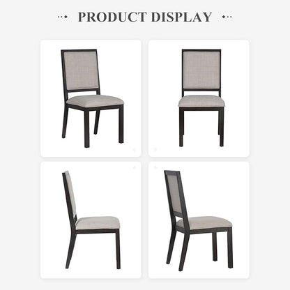 COLAMY Upholstered Wooden Dining Chairs Set of 6, Kitchen Chairs with Open Back, 19 Inch Mid Century Modern Dining Room Chairs, Farmhouse Dining Side Chairs for Dining Room Kitchen Restaurant, Brown