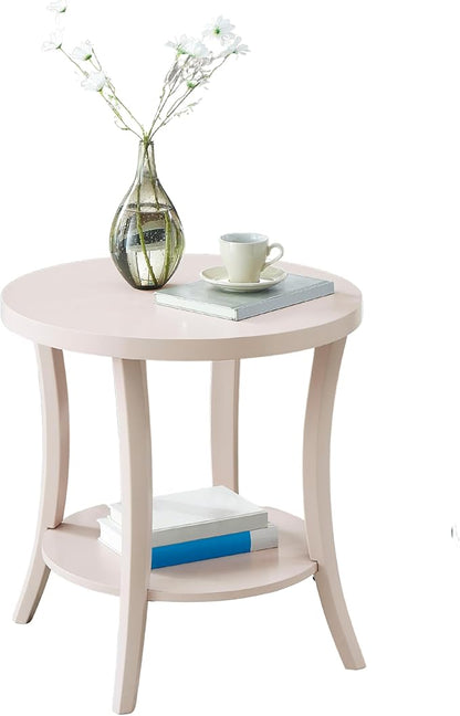 Roundhill Furniture Perth Contemporary Round End Table with Shelf