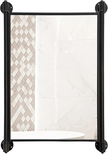 Industrial Pipe Mirror for Bathroom,Rectangle Iron Wall Mirrors for Living Room Bedroom(33 x 23.6 in)