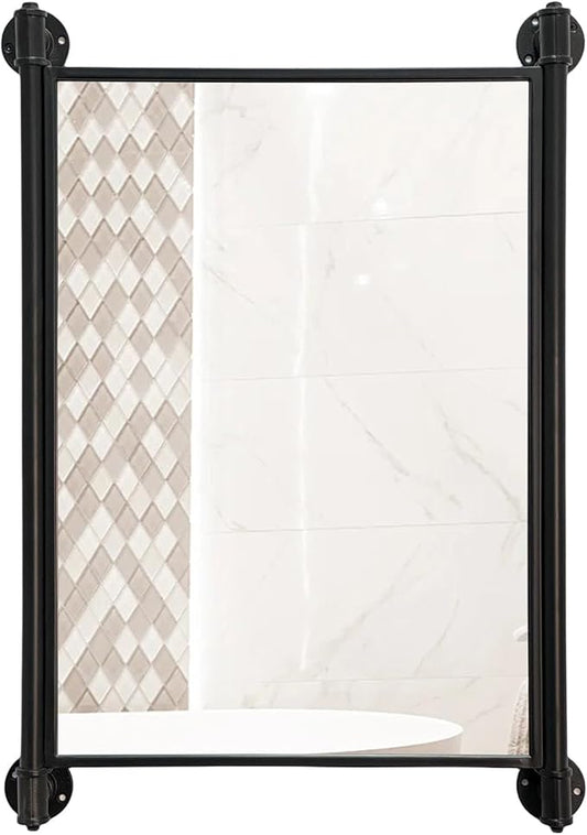 Industrial Pipe Mirror for Bathroom,Rectangle Iron Wall Mirrors for Living Room Bedroom(33 x 23.6 in)