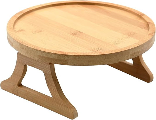 Sofa Arm Tray Table -Wide Sofa Arm Table-Flexible and Foldable-Ideal for Cell Phones,Cups,Fruits or Snacks-Thoughtful Gifts (Round)