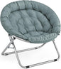 MoNiBloom Round Folding Saucer Chair for Bedroom Living Room Dorm Foldable Metal Frame Comfy Soft Lounge Lazy Cozy Moon Chair for Teens (Teal)