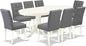 East West Furniture VAAS9-LWH-41 9 Piece Modern Dining Table Set Includes A Dining Table and 8 Platinum Gray Polyester Fabric Parson Dining Chairs with Stylish Back- Linen White Finish
