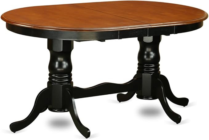 East West Furniture PLKE7-BCH-LC 7 Piece Dining Table Set Consist of an Oval Dinner Table with Butterfly Leaf and 6 Faux Leather Dining Room Chairs, 42x78 Inch, Black & Cherry