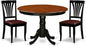 East West Furniture HLAV3-BCH-LC 3 Piece Dinette Set for Small Spaces Contains a Round Dining Table with Pedestal and 2 Faux Leather Dining Room Chairs, 42x42 Inch, Black & Cherry