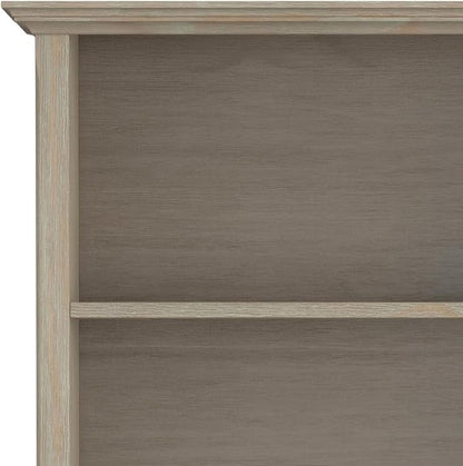 SIMPLIHOME Amherst Bookcase - 70 inch Tall 5-Shelf Solid Wood Bookshelf in Distressed Grey, Transitional Storage for Living Room, Study Room or Office with Adjustable Shelves and Tapered Legs