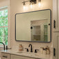 ANDY STAR Black Bathroom Mirror for Wall, 30 x 40 Inch Mirrors for Vanity, Rounded Rectangle Mirror, Black Metal Framed Mirror Wall Mounted Horizontal Or Vertical