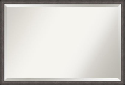 Amanti Art Silver Bathroom Mirror for Over Sink, 26x38 Florence Pewter Rectangle Vanity Mirror, Large Casual Frame, Hangs Horizonally and Vertically, Bathroom Wall Decor, Beveled Edge from WI, USA