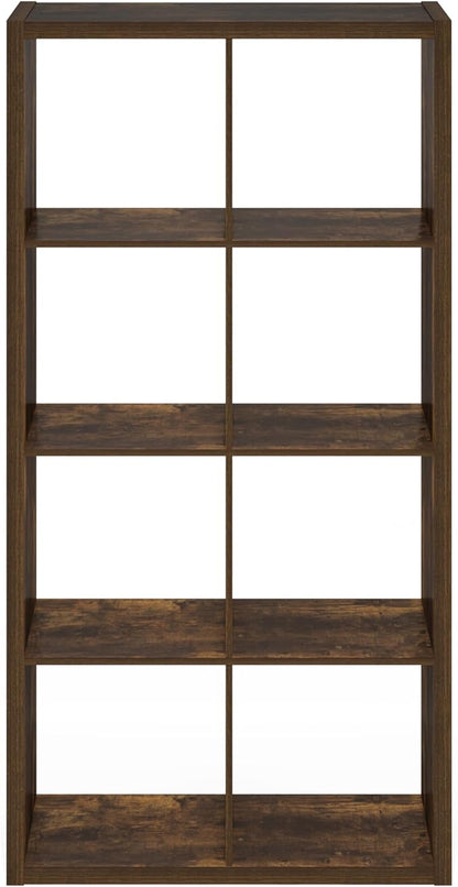 Furinno Cubicle Open Back Decorative Cube Storage Organizer, 8-Cube, Amber Pine