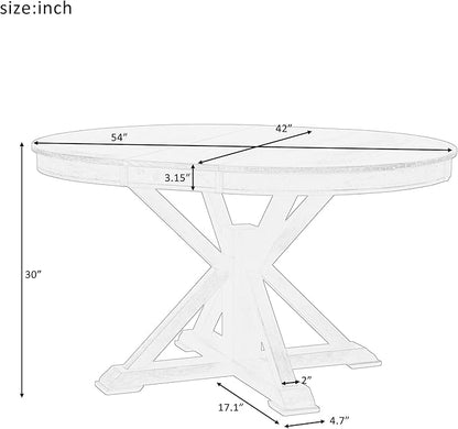 Need 42 Inch Round Dining Table Extendable to 54 Inch with 12" Leaf, Retro Expandable Kitchen Table for Dining Room & Living Room, Solid Wood (Oak)