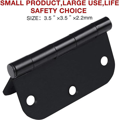 Rounded Door Hinges 3-1/2" x 3.5 Inch, 5/8 Radius, Matte Black 3 ½" 36 Pack No Squeak,Interior Hinge for Doors Office Bed Room,Outdoor Window,Constructition Iron Hardware for House Home Flat