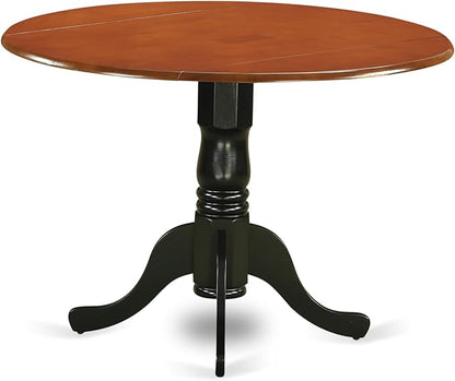 East West Furniture DLAV3-BCH-W 3 Piece Dining Room Furniture Set Contains a Round Kitchen Table with Dropleaf and 2 Dining Chairs, 42x42 Inch, Black & Cherry