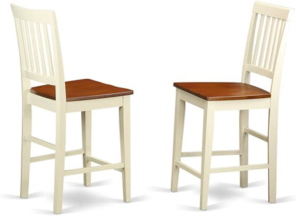 East West Furniture EDVN5-WHI-W 5 Piece Kitchen Counter Height Dining Table Set Includes a Round Wooden Table with Pedestal and 4 Dining Chairs, 30x30 Inch, Buttermilk & Cherry