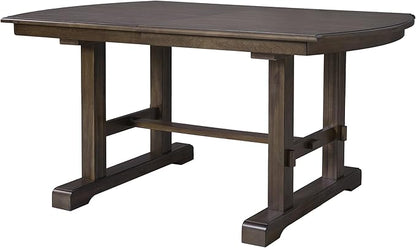 Ball & Cast 60"-78" Extendable Farmhouse Dining-Table for 6-8, Expandable Wooden Kitchen Table with 18" Removable Leaf, Large Retro H-Leg Dining Room Table for 4-8,Space Saving & Sturdy, Brown