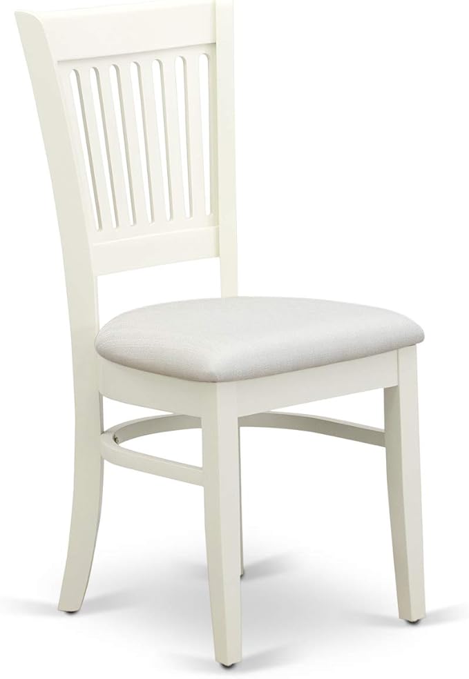 East West Furniture BOVA5-LWH-C 5 Piece Dinette Set for 4 Includes a Round Kitchen Table and 4 Linen Fabric Upholstered Dining Chairs, 42x42 Inch, Linen White
