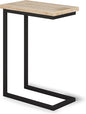 SIMPLIHOME Skyler 18-inch Wide Solid Mango/Metal Industrial C-Shaped End Table in White Wash/Black for Living Room, Office, or Bedroom, Assembled