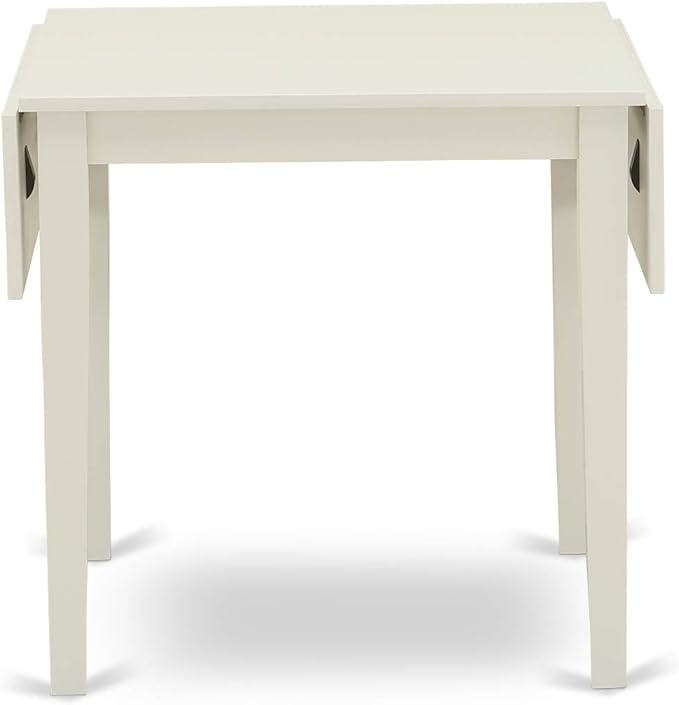 East West Furniture NDBO5-LWH-W 5 Piece Dining Room Table Set Includes a Rectangle Dining Table with Dropleaf and 4 Wood Seat Chairs, 30x48 Inch, Linen White