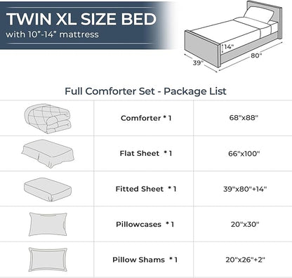 HEVUMYI Beige Tan Twin-XL Comforter Set - 5-Piece All Season Bed in a Bag Twin-XL, Ultra Soft Bedding Set with Comforter, Flat Sheet, Fitted Sheet, Pillowcases, Pillow Shams, Beige Tan