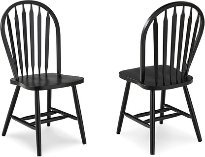 IC International Concepts Solid Wood Windsor ArrowBack Dining Chair with Plain Legs, Black