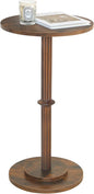 MaxSmeo Drink Table, Small Side Table for Small Spaces, Modern Round End Table with Fluted Wood Leg, Rustic Brown
