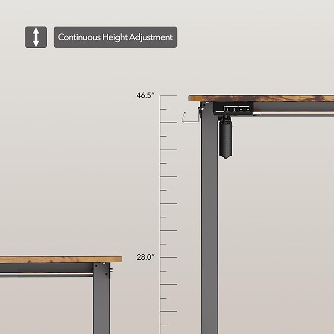 Electric Standing Desk Adjustable Height, 48x24 Inches Sit Stand up Desktop for Home Office, Ergonomic Rising Computer Table with Memory Preset, Rustic Brown