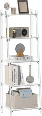 Acrylic Ladder Bookshelf, 13.8" D x 20.5" W x 59" H, 5-Tier Tall Clear Bookcase, Multifunctional Storage Book Shelf for Living Room, Bedroom, Office, Modern, Easy Assembly