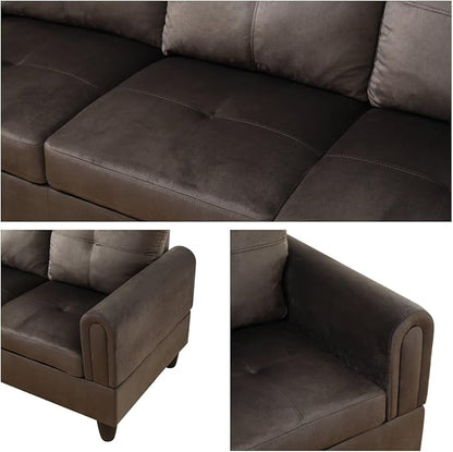 Convertible Sectional Couch, Large L Shaped Couch with Storage, Modern Modular 5-Seat Sectional Sofa with Ottomans for Living Room and Office, Dark Brown