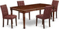 East West Furniture DOAS5-MAH-26 5 Piece Dining Room Table Set Includes A Kitchen Table and 4 Burgundy Polyester Fabric Padded Chairs, Mahogany