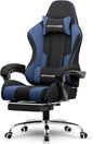 GTPLAYER Gaming Chair, Computer Chair with Footrest and Lumbar Support, Height Adjustable Game Chair with 360°-Swivel Seat and Headrest and for Office or Gaming (Blue, Fabric)
