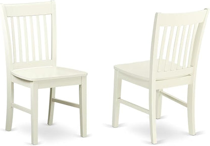 East West Furniture BONO5-LWH-W 5 Piece Dining Set Includes a Round Dinner Table and 4 Kitchen Dining Chairs, 42x42 Inch, Linen White