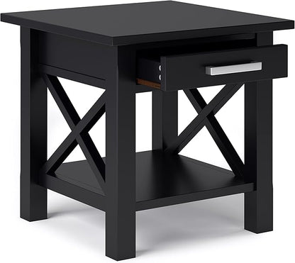 SIMPLIHOME Kitchener SOLID WOOD 21 inch Wide Square Contemporary End Table in Black for the Living Room and Bedroom